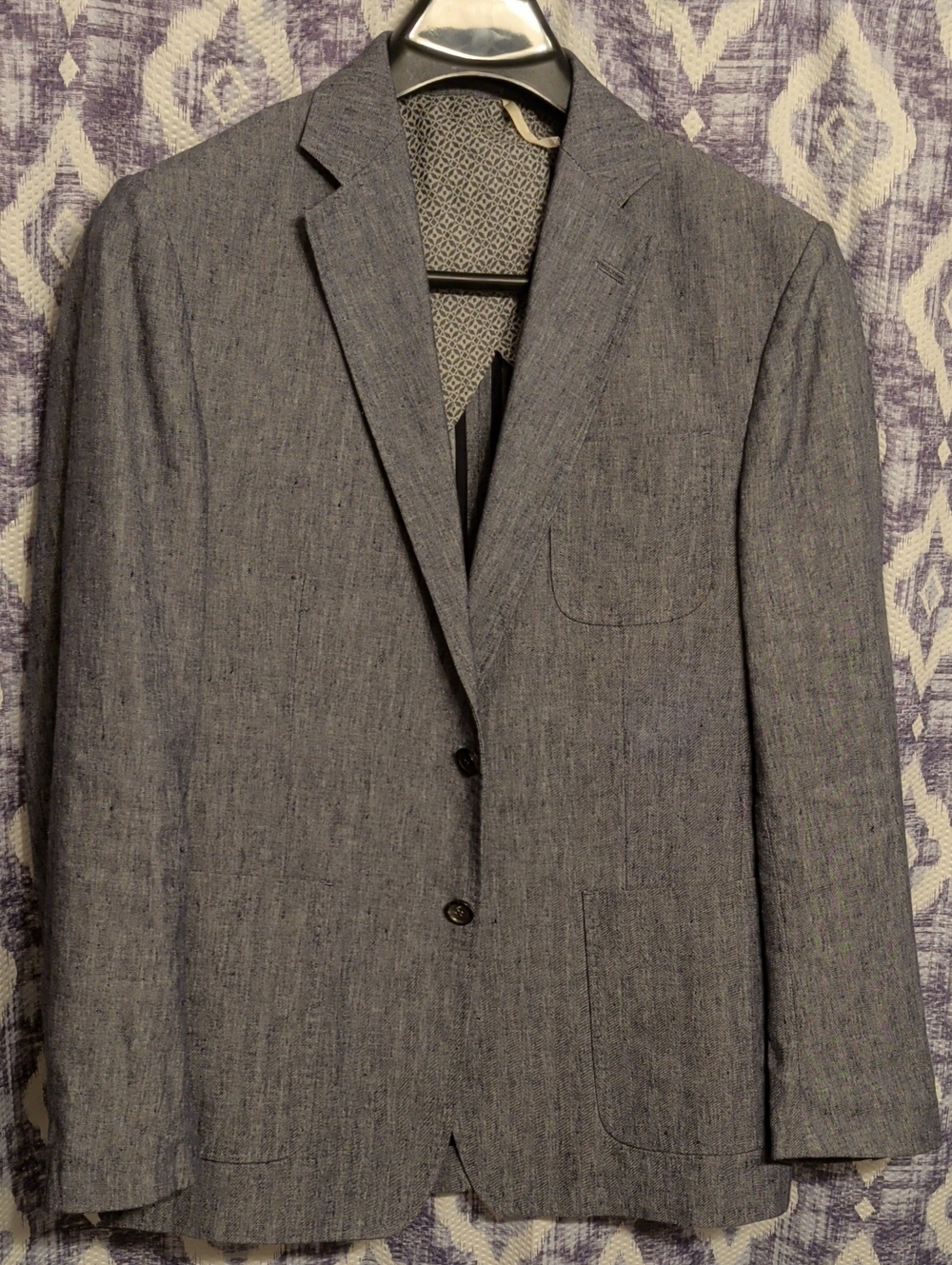 Men's Gray/Blue Linen Blazer - Billy Reid